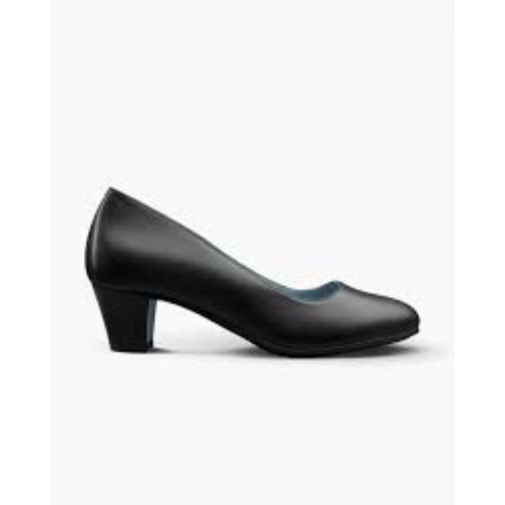 Sz 7.5 Skypro Rose Clement Black Leather Mid Heel Pumps - Picture 2 of 8